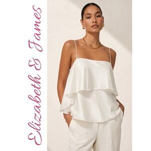 Elizabeth & James NWT Abby‎ White Layered Camisole Blouse Draped Silk Look Large